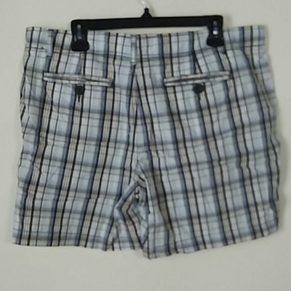 Faded Glory 16 Plaid Shorts Blue Tan White - Picture 3 of 4